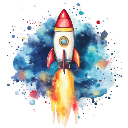 rocket ship cotton quilt block