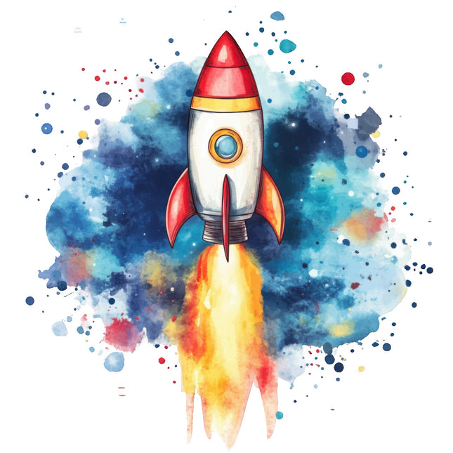 rocket ship cotton quilt block