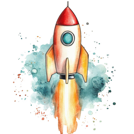rocket ship cotton quilt block
