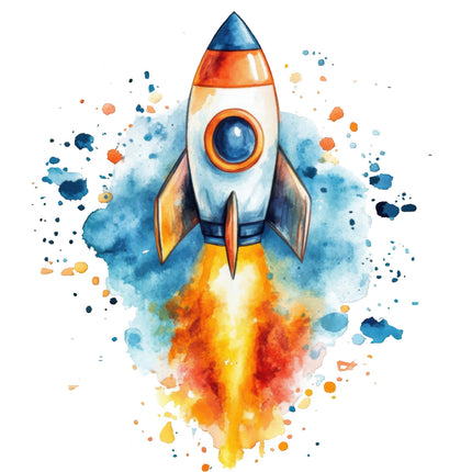 rocket ship cotton quilt block
