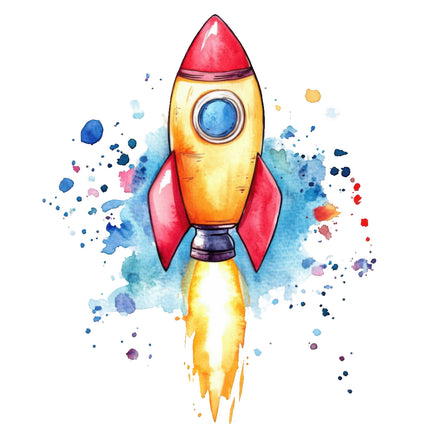 rocket ship cotton quilt block