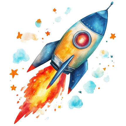rocket ship cotton quilt block