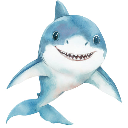 happy shark cotton quilt panel