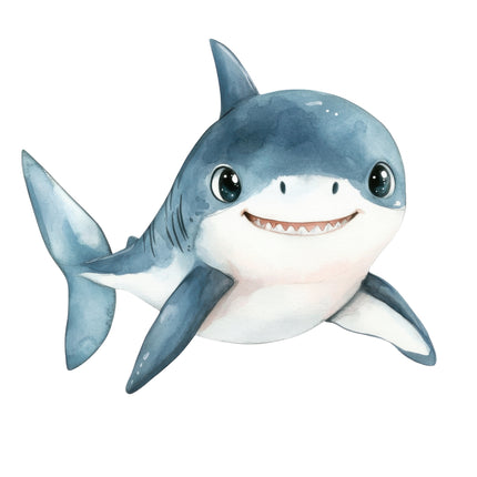 happy shark cotton quilt panel