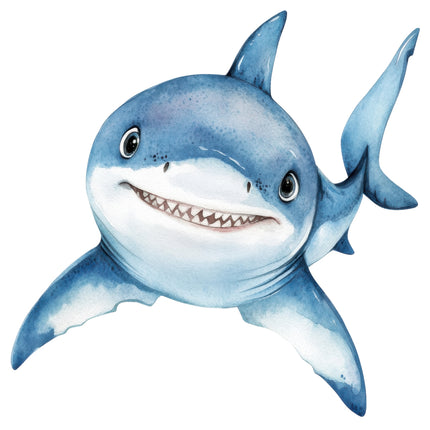 happy shark cotton quilt panel