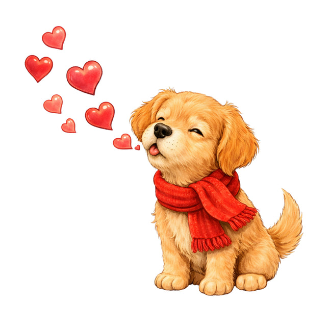 valentine puppy fabric panel