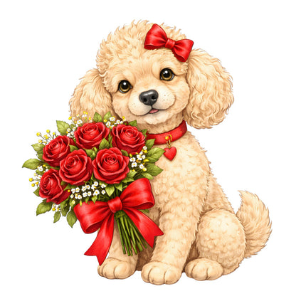 valentine puppy fabric panel