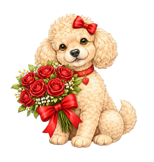 valentine puppy fabric panel