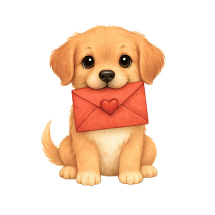 valentine puppy fabric panel