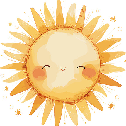 smiling sun with a happy expression fabric panel