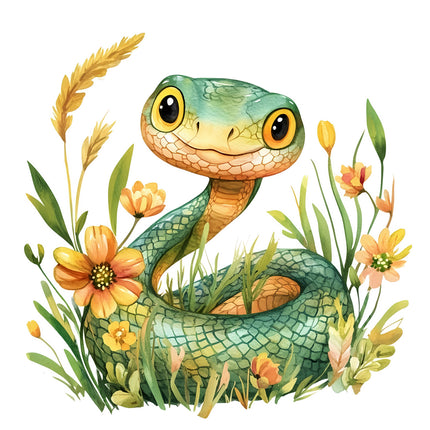 floral snake cotton quilt block