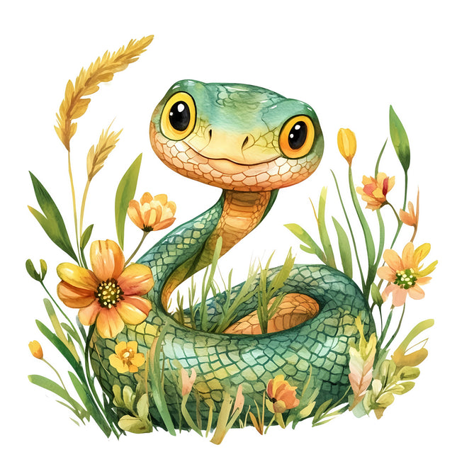 floral snake cotton quilt block