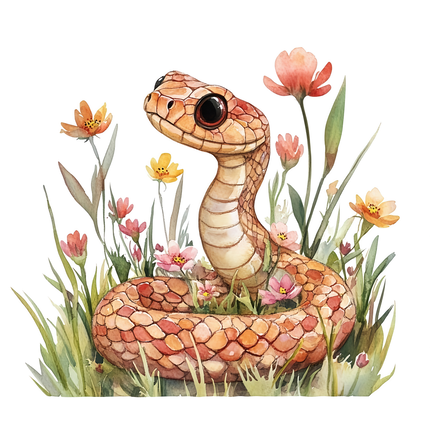 snake among flowers quilt block