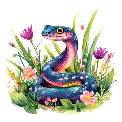 floral snake cotton quilt block