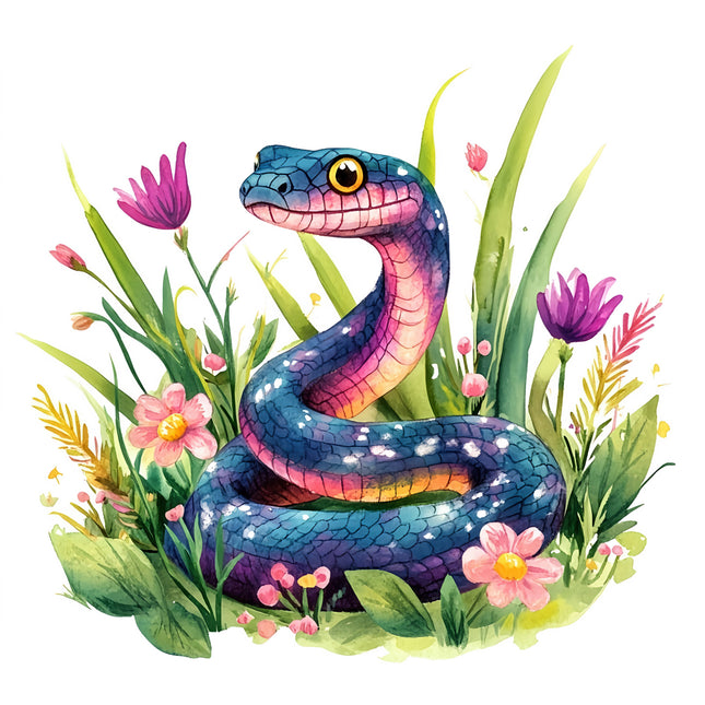 floral snake cotton quilt block