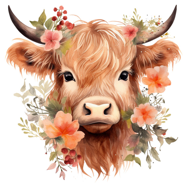 highland cow cotton panel