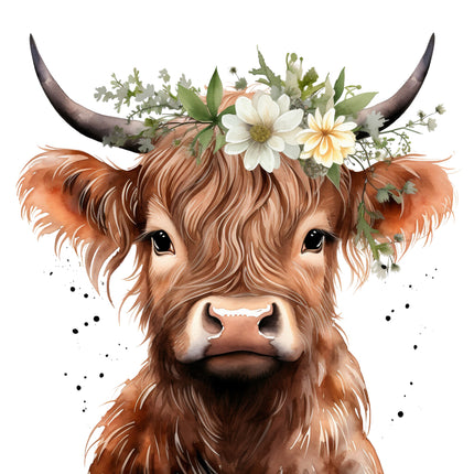 highland cow cotton panel