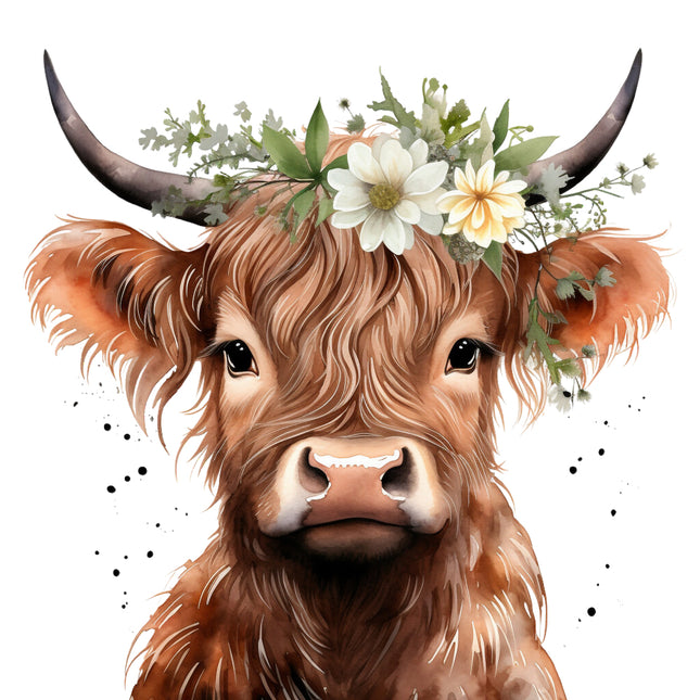 highland cow cotton panel