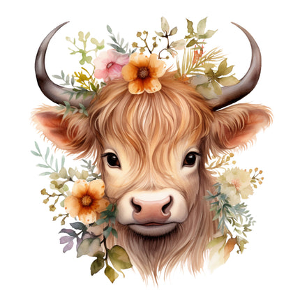 highland cow cotton panel