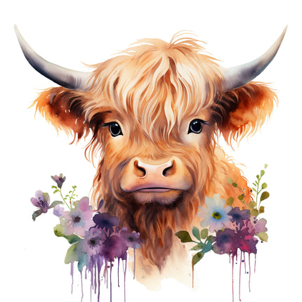 highland cow cotton panel