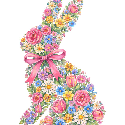 floral rabbit fabric panel