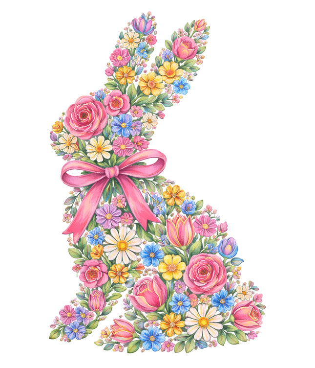floral rabbit fabric panel