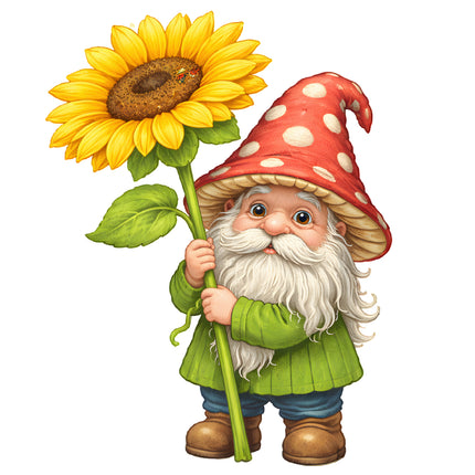 sunflower gnome quilt fabric panel