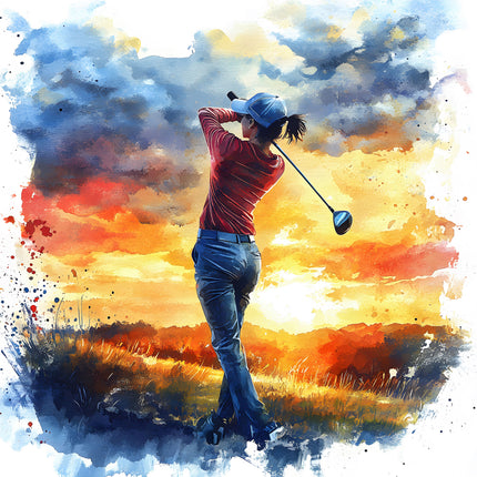 golfer cotton quilt block