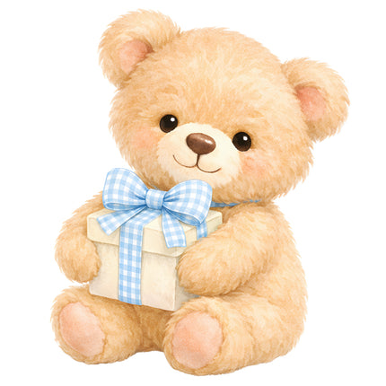 boy teddy bear fabric panel