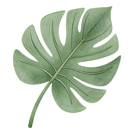 Green tropical leaf fabric panel
