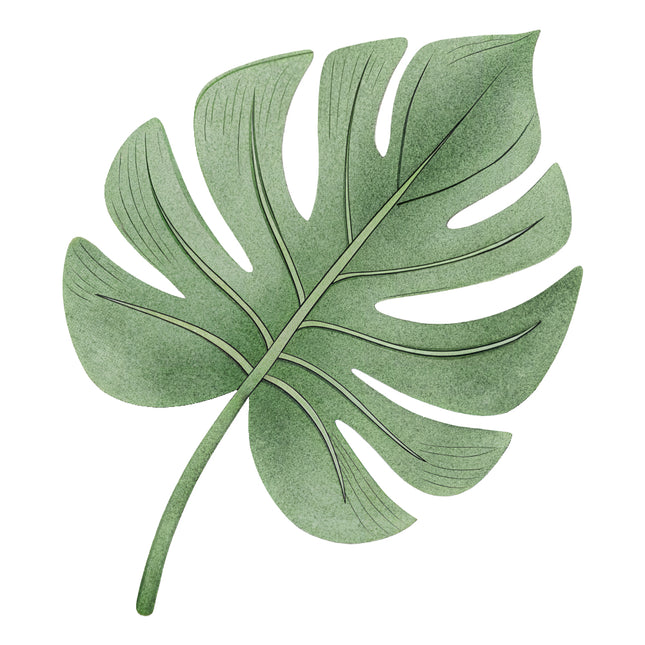 Green tropical leaf fabric panel