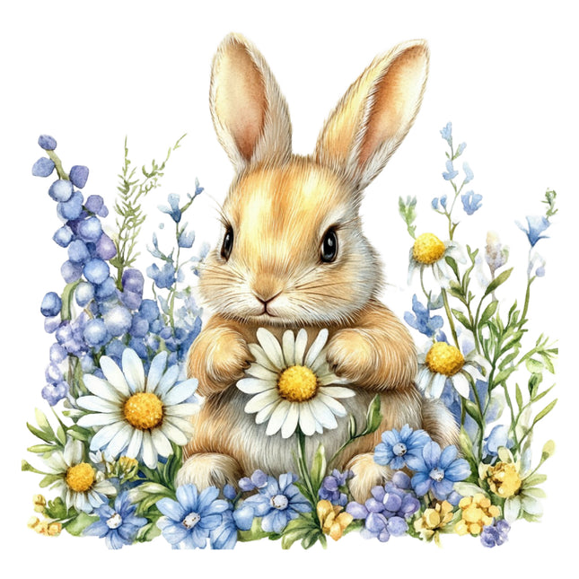 floral rabbit fabric panel