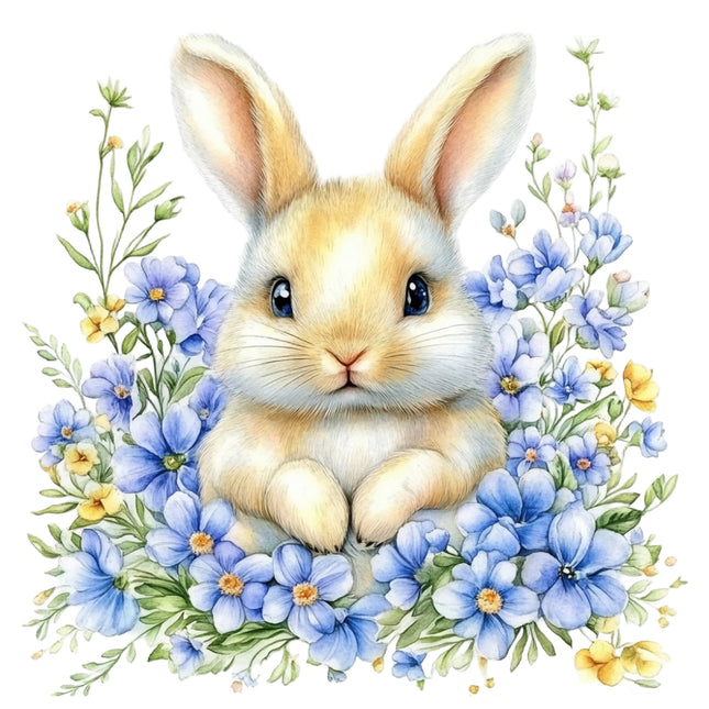 floral bunny fabric panel