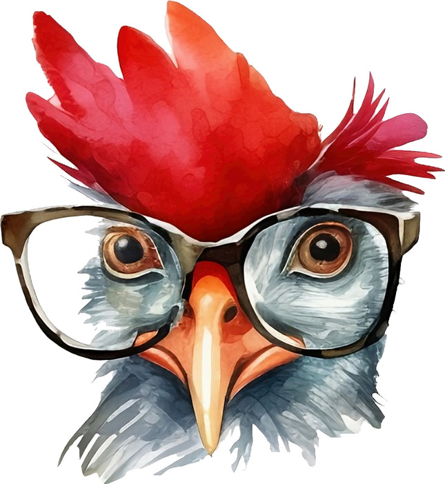 rooster wearing glasses fabric panel