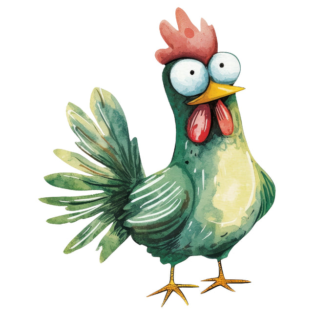 whimsical chicken fabric panel