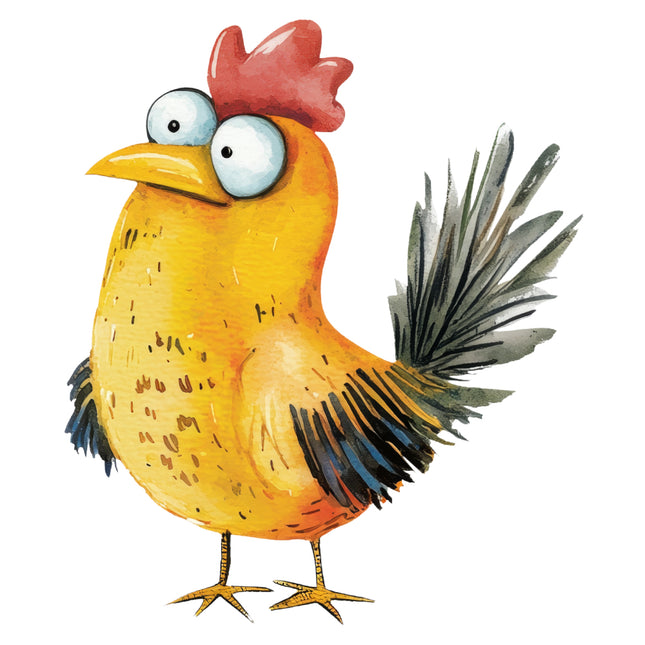 whimsical chicken fabric panel