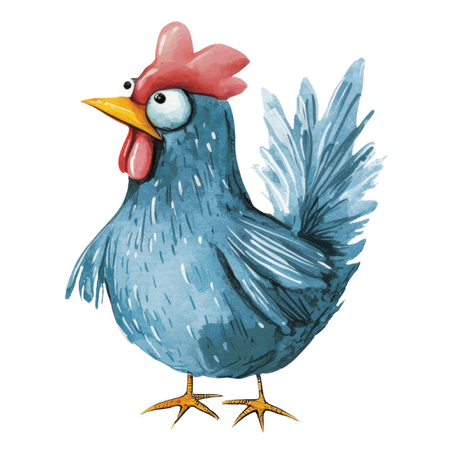 whimsical chicken fabric panel