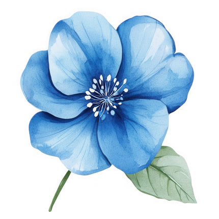 Blue flower cotton quilt panel