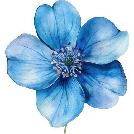 Blue flower cotton quilt panel