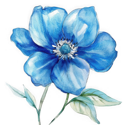 Blue flower cotton quilt panel