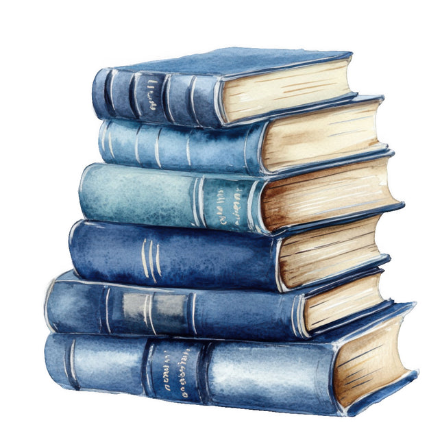 Stack of blue books quilt block