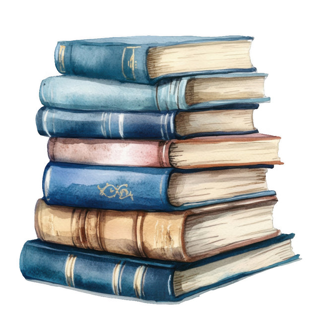 Stack of books cotton quilt fabric panel