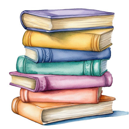 Stack of colorful books cotton quilt block