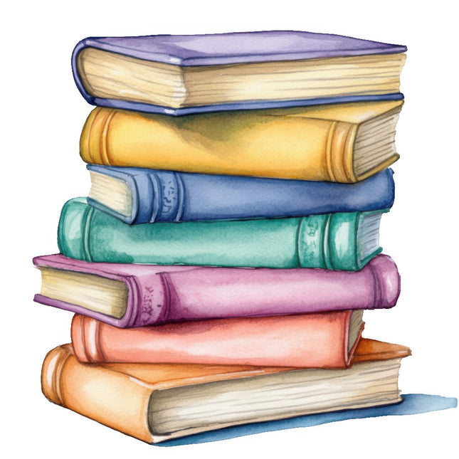 Stack of colorful books cotton quilt block