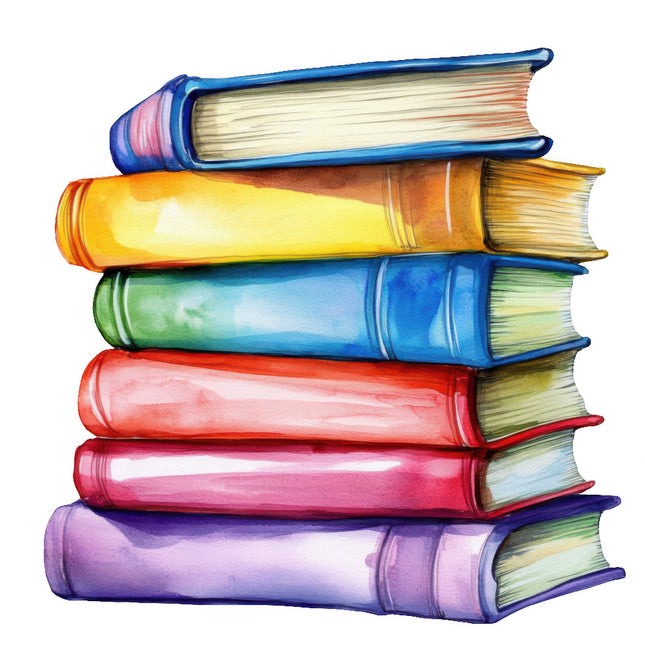 Stack of colorful books cotton quilt block