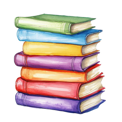 Stack of colorful books cotton quilt block