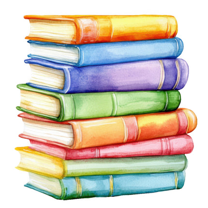 Stack of colorful books cotton quilt block