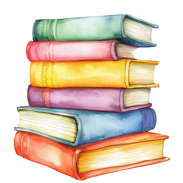 Stack of colorful books cotton quilt block