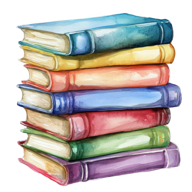 Stack of colorful books cotton quilt block