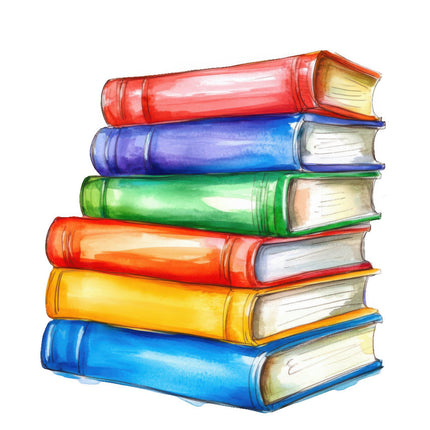 Stack of colorful books cotton quilt block